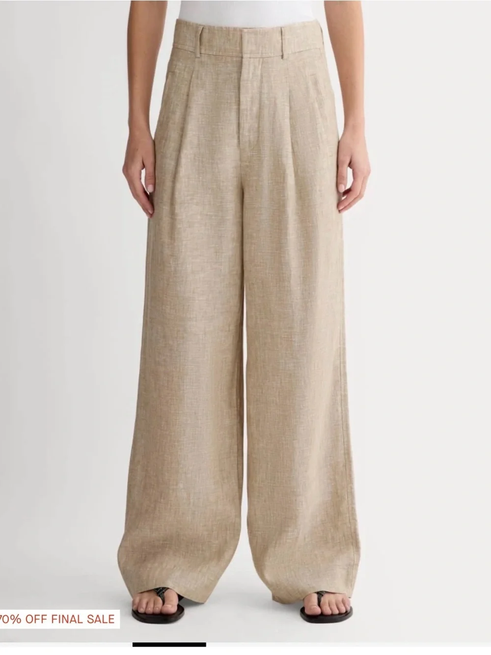 Everlane THE LINEN WAY HIGH DRAPE PANT Women’s 8 Bone Ivory Wide Leg Lightweight